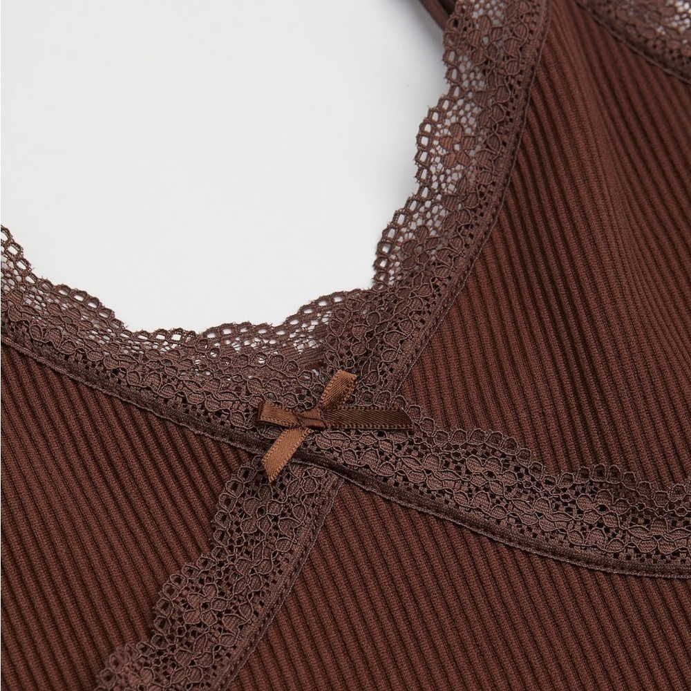 H&M Chocolate Brown Ribbed Bodycon Dress - Picture 2 of 9